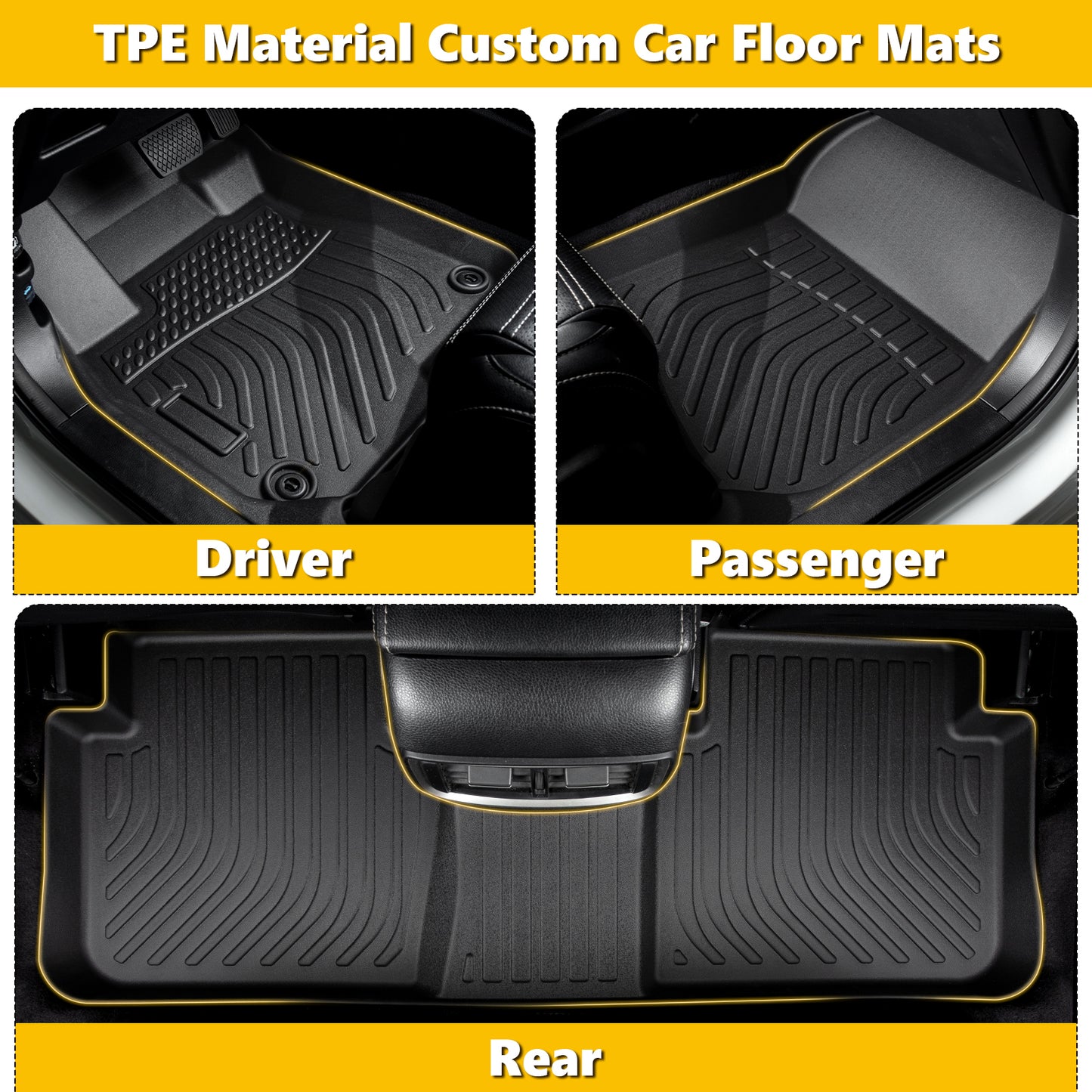 Fit for 2020-2025 Ford Explorer 6 Floor Mats | All Weather TPE Mats