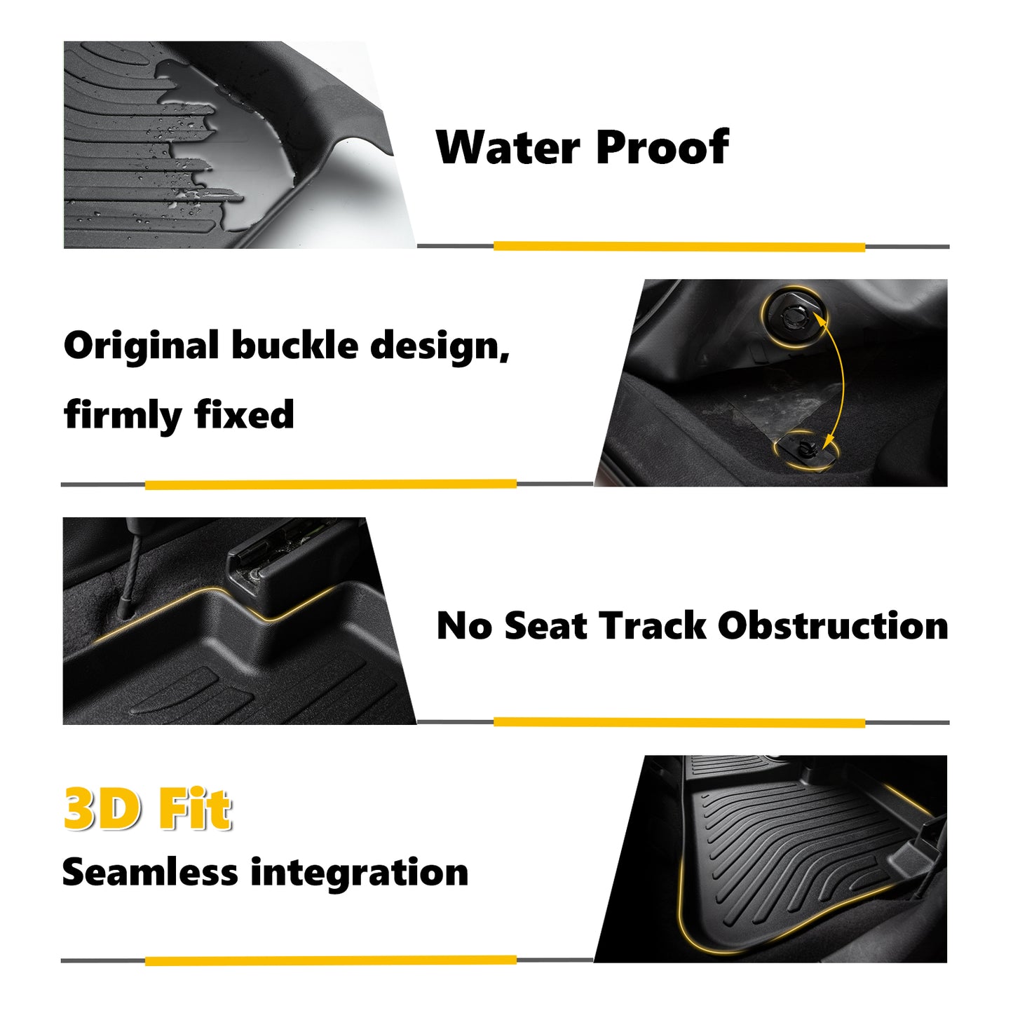 Fit for 2021-2024 Ford Bronco Sport Full Set of Floor Mats All Weather Carpet Trunk Liners