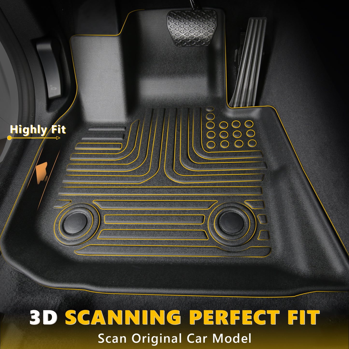 Fit for 2009-2013 Toyota Corolla Floor Mats Full Set All Weather Protection TPE Heavy Automotive Floor Liners 1st & 2nd Row Accessories, Black