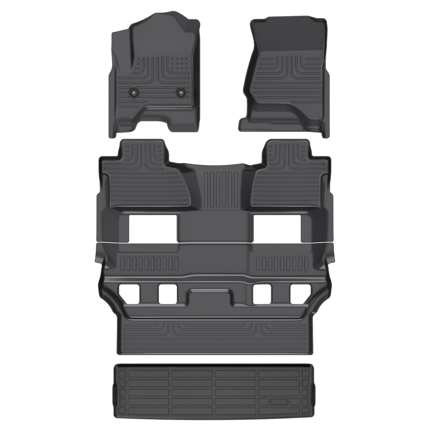 Fit for 2015-2020 GMC Tahoe & Yukon Three Rows Custom Pattern Floor Mats / Cargo / Seatback Mat Full Set