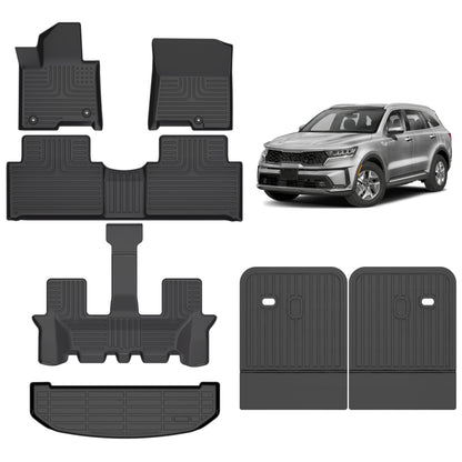 Fit for 2021-2025 Kia Sorento  Hybrid Custom Pattern Full Set Heavy Duty 3 Rows Car Floor Liners Trunk Mat Backrest Cushion
