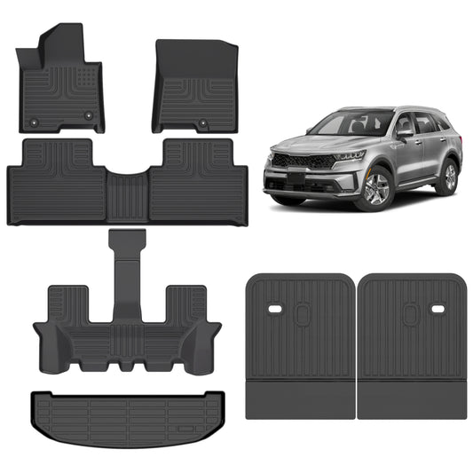 Fit for 2021-2025 Kia Sorento  Hybrid Custom Pattern Full Set Heavy Duty 3 Rows Car Floor Liners Trunk Mat Backrest Cushion