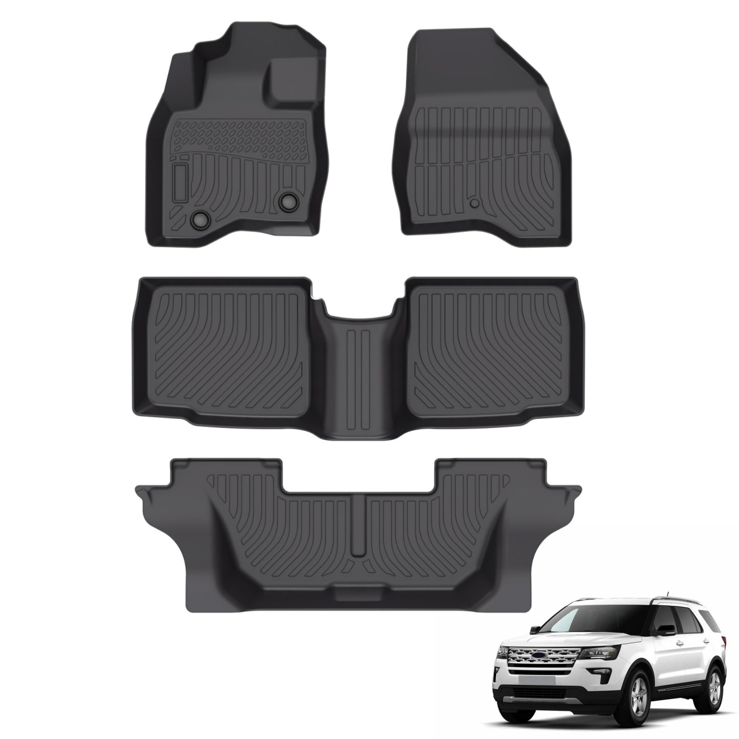 Fit for 2015-2019 Ford Explorer 7 Floor Mats | All Weather TPE Mats