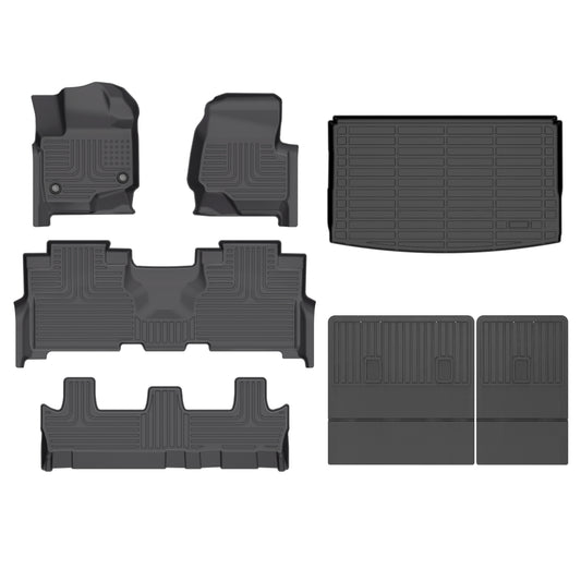 Fit for 2021-2024 Ford Expedition Max Bench 8 Custom Pattern Full Set All Weather Protection 3 Rows Car Floor Liners with Cargo Liners Covering The backrest Accessories