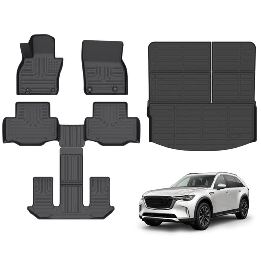 Fit for 2024 Mazda CX-90 6-Seats Captain Seat & 7-Seats Custom Pattern Car Mats Full Set All Weather Mats