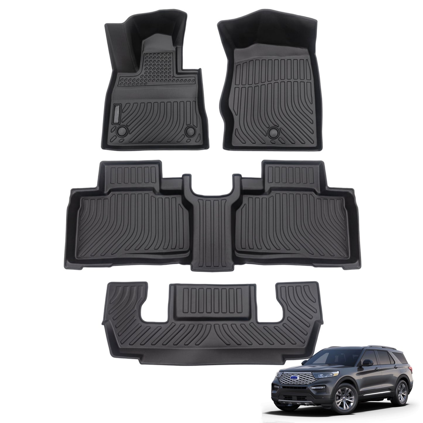 Fit for 2020-2025 Ford Explorer 6 Floor Mats | All Weather TPE Mats