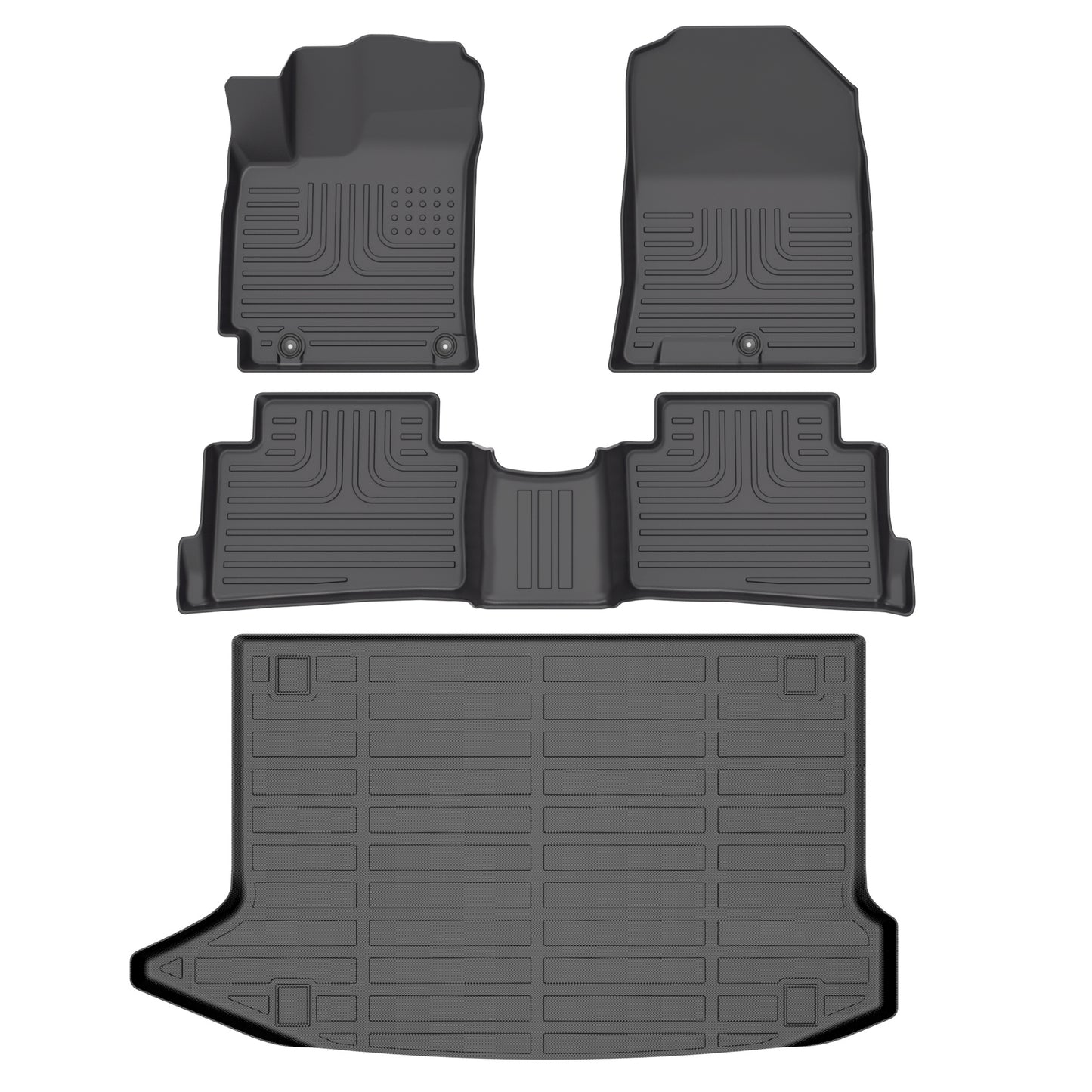 Fit for 2018-2023 Hyundai Kona Full Set All Weather Interior Car Accessories, TPE Tech Rubber Black Front Rear Liners